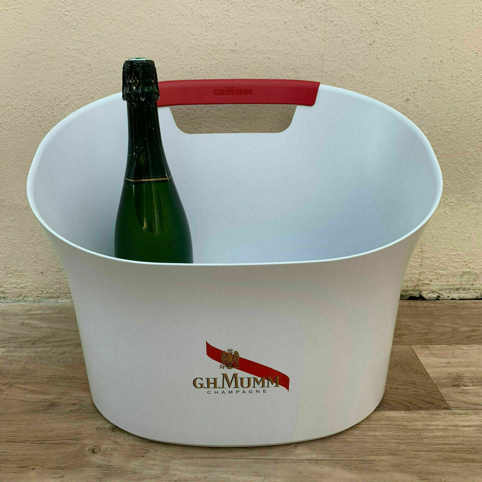 Vintage French Mumm Champagne Ice Bucket White Red Handles 2307198 Fleamarketfrance