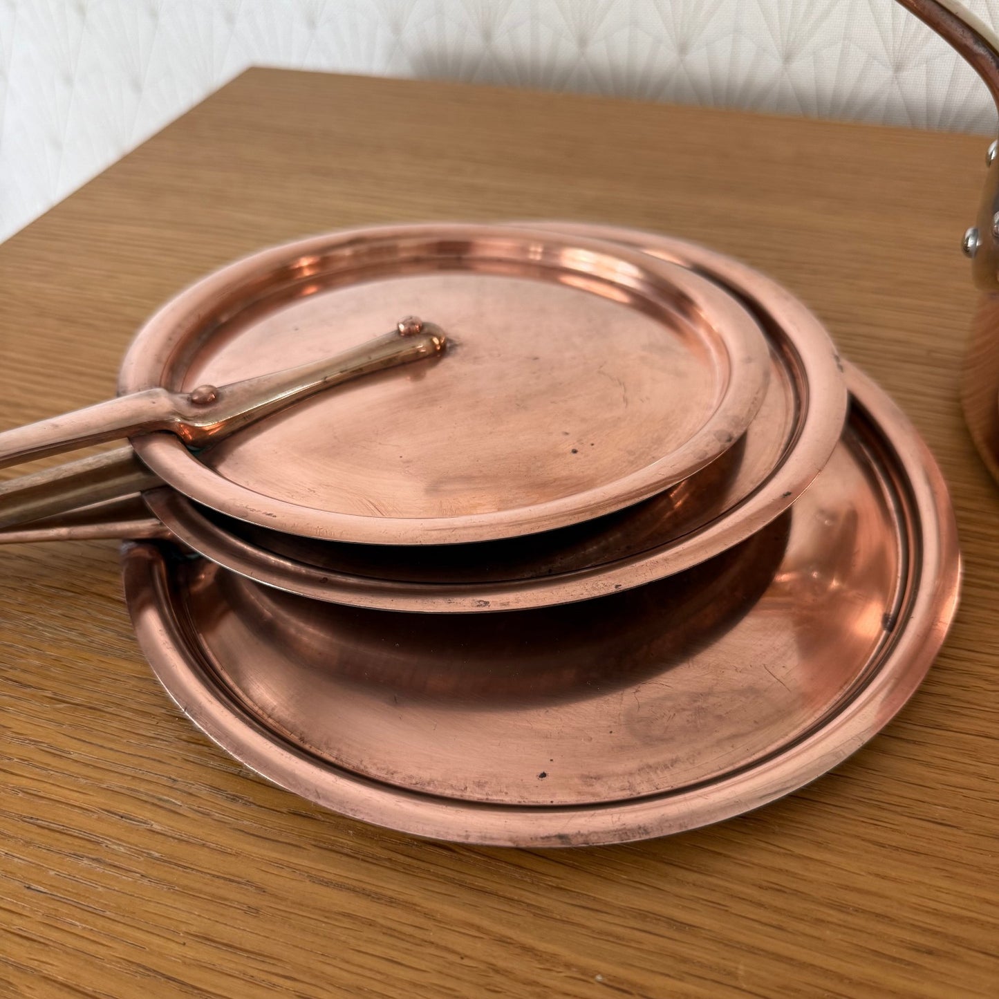 Vintage set of 3 pans with lids culinair French Copper 30082512