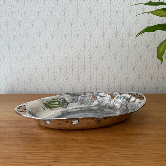 French Art Nouveau Silver Plated Serving Tray Ginkgo Leaves 1807254 Unbranded