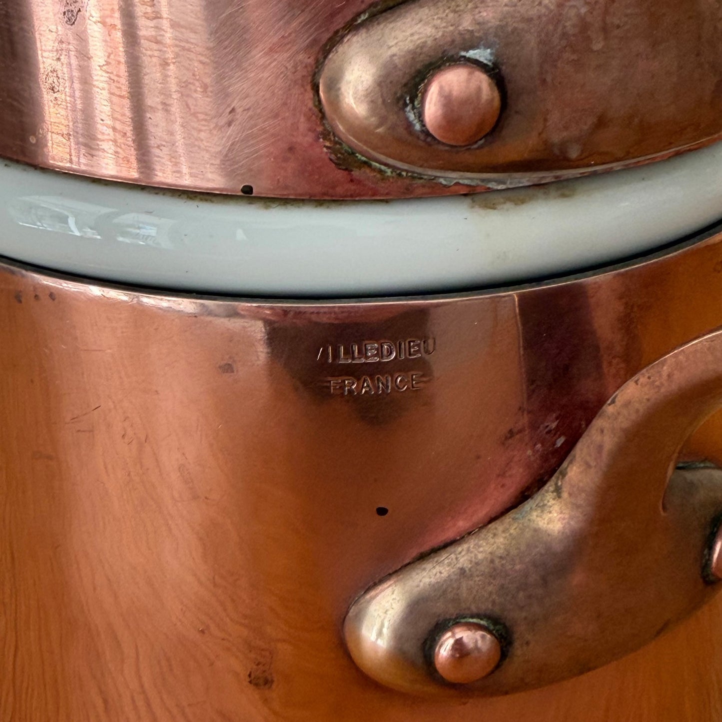 Vintage French Copper Bain Marie Porcelain Insert Professional Cookware 1908263 Fleamarketfrance