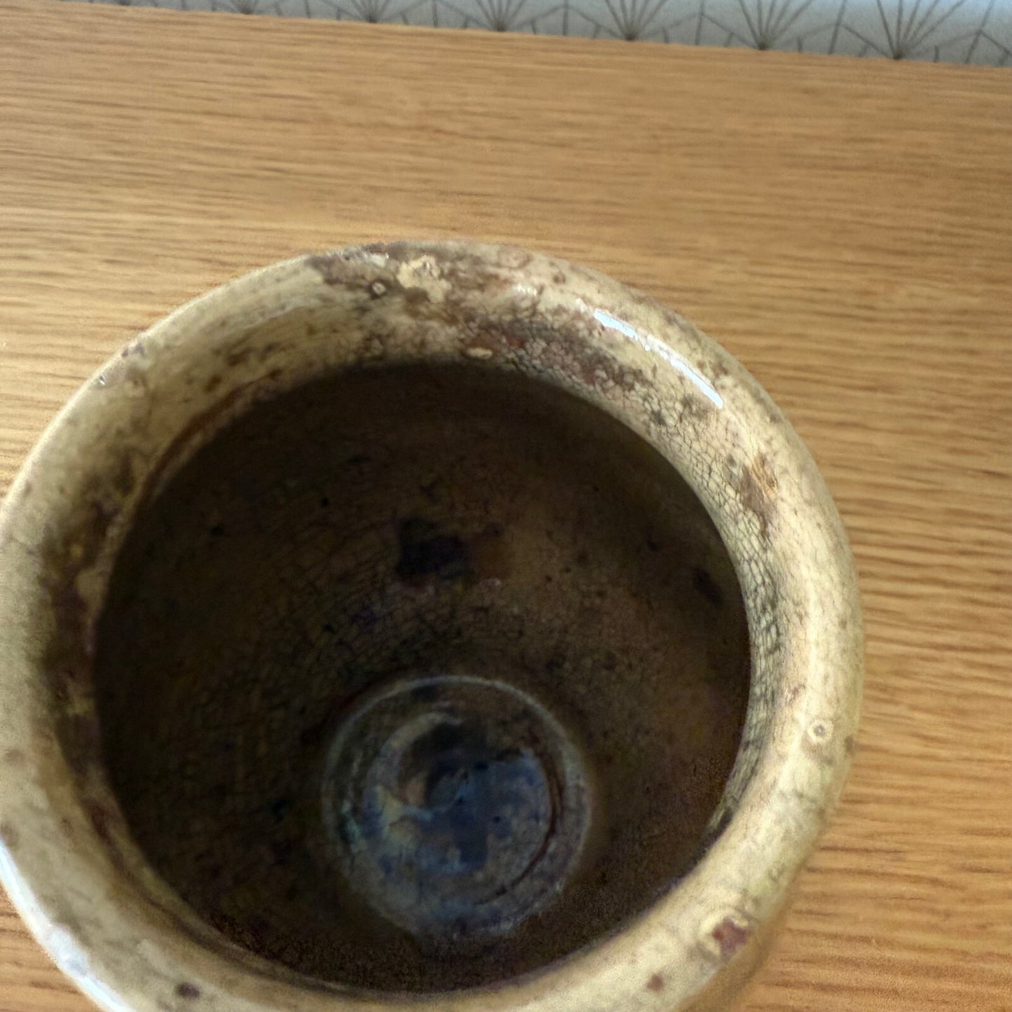 HANDMADE GLAZED BROWN YELLOW ANTIQUE FRENCH HONEY POT 2904258