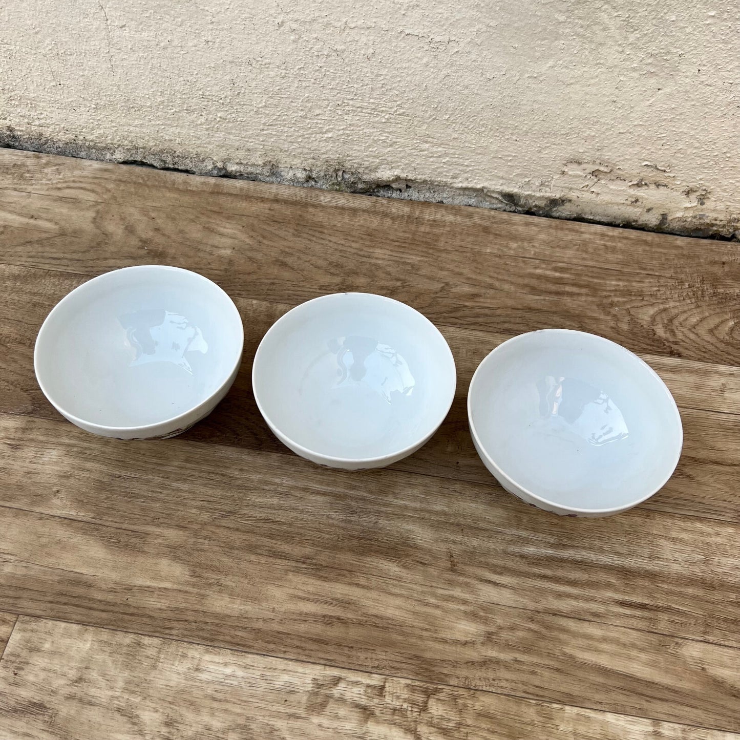 French Vintage Porcelain Bowls Purple Violets Cereal Breakfast Set 12102425 Chauvigny Style
