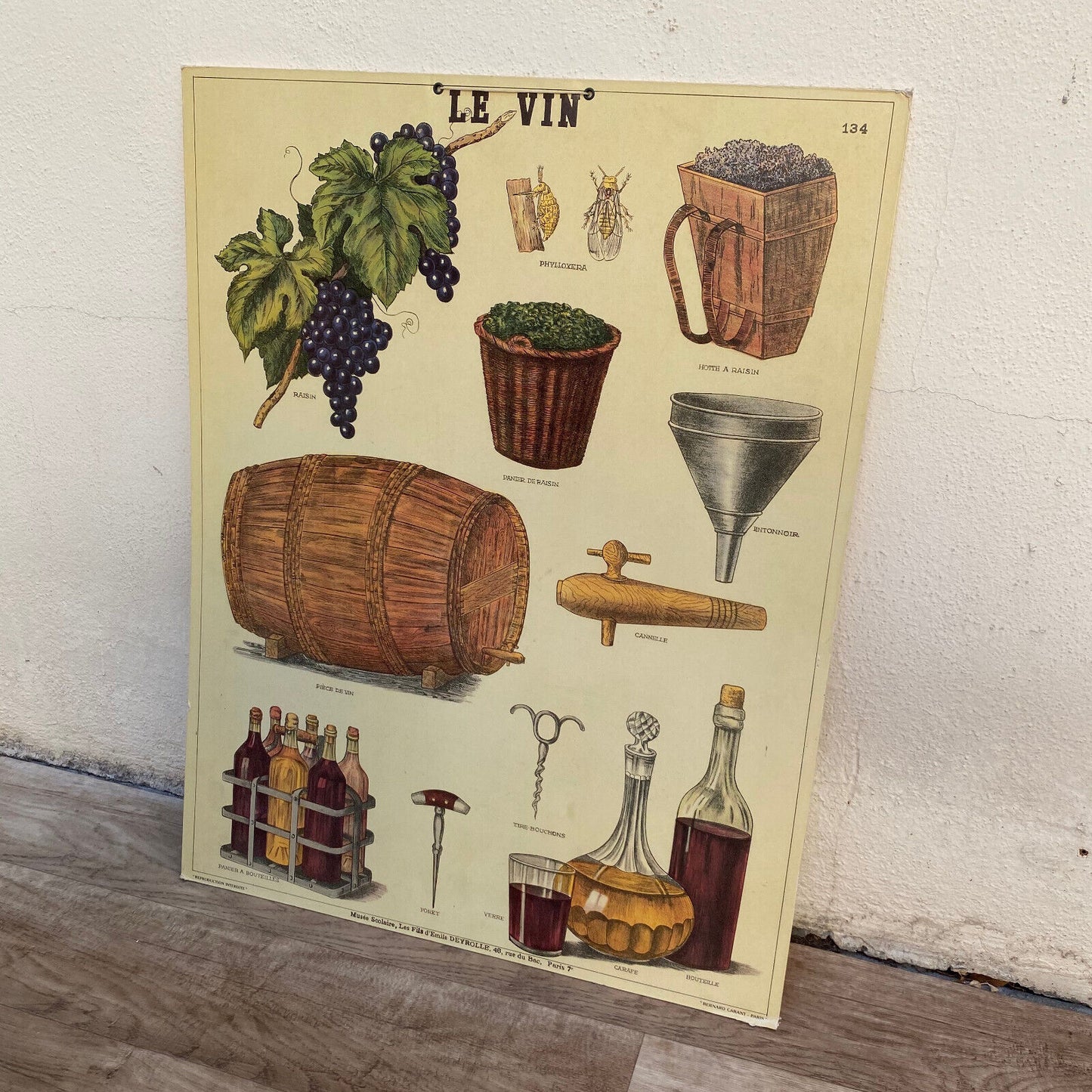 LE VIN Wine France French Paris Vintage Poster Lesson School 29032517 Fleamarketfrance