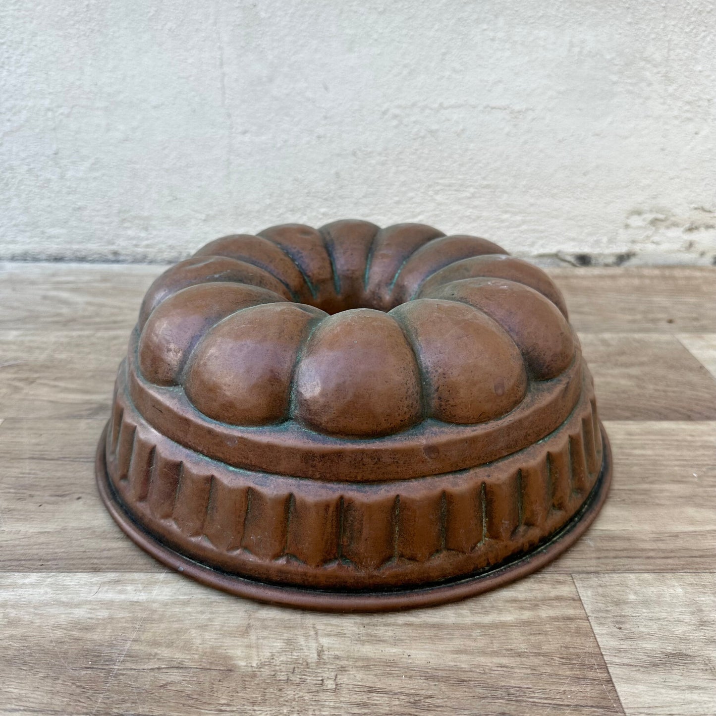 French Copper Bundt Mold Vintage Tin Lined Cake Pan 11" Fluted 07122310 Unbranded