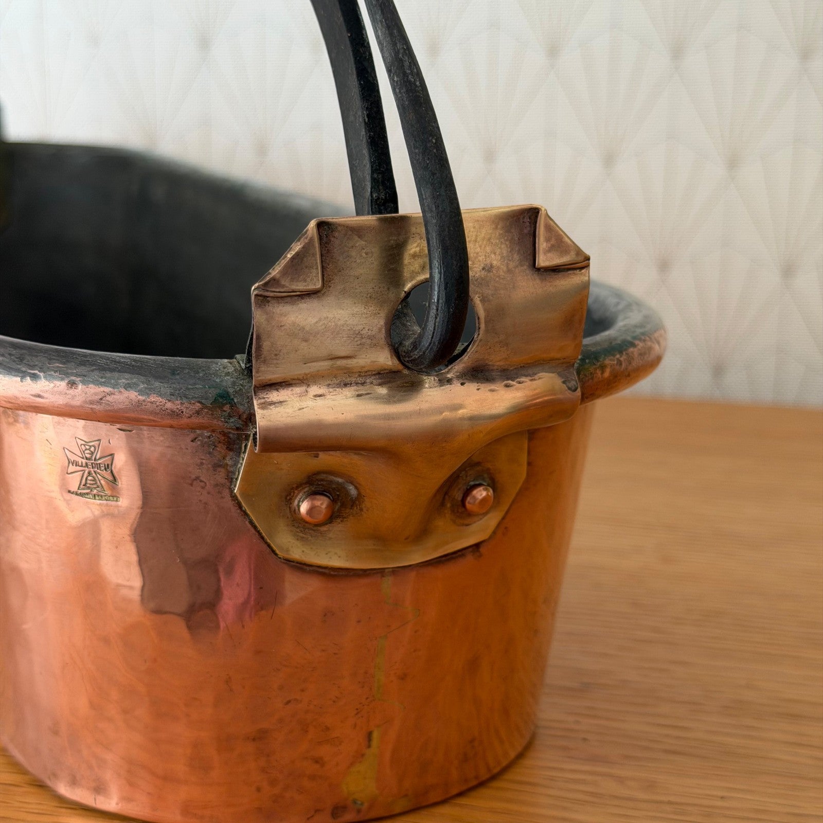 French Copper Fish Kettle Poacher Villedieu Brass Handles Vintage 0405265 Fleamarketfrance