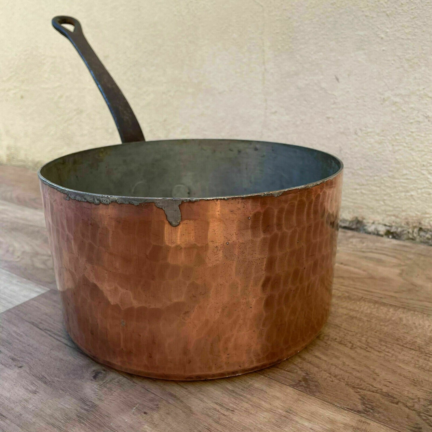 French Copper Saucepan Dehillerin Paris Vintage Tin Lined Hammered 2210213 DEHILLERIN