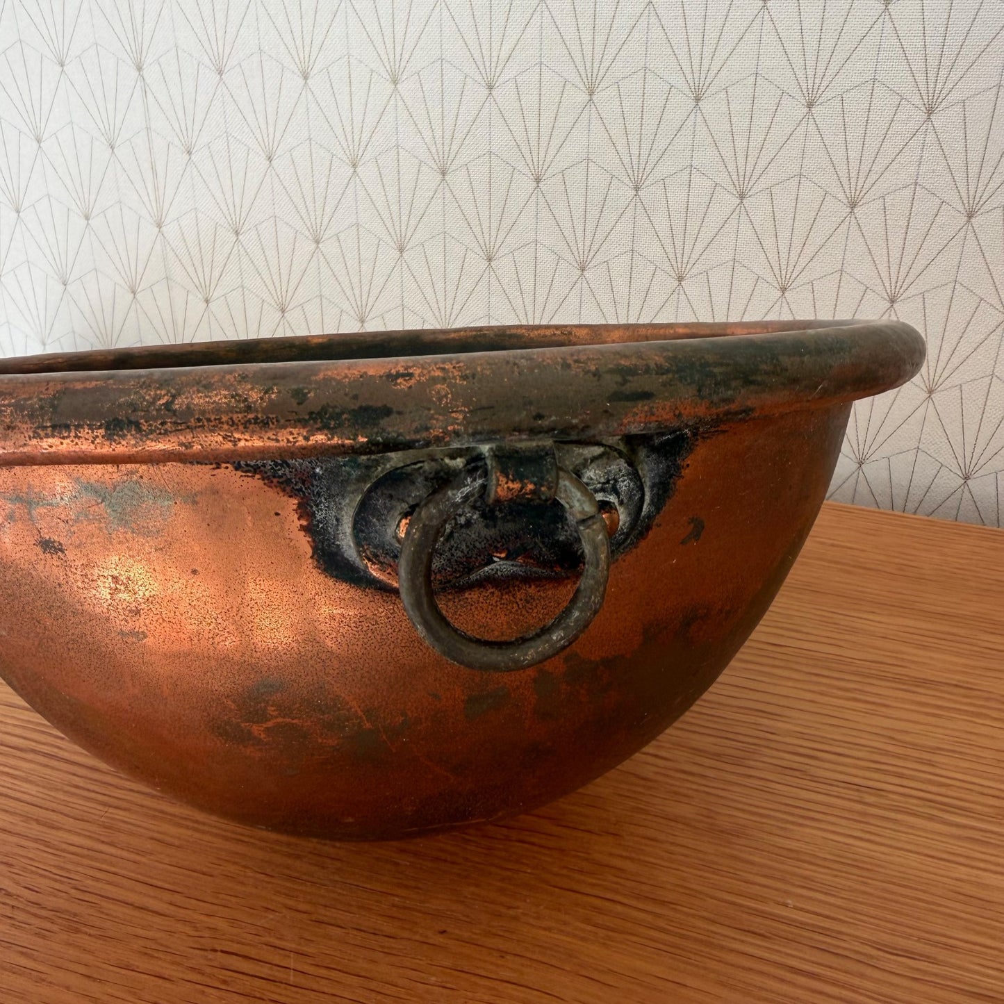 French Copper Bowl Antique Mixing Cul de Poule Kitchen Cookware 1302268 Antique