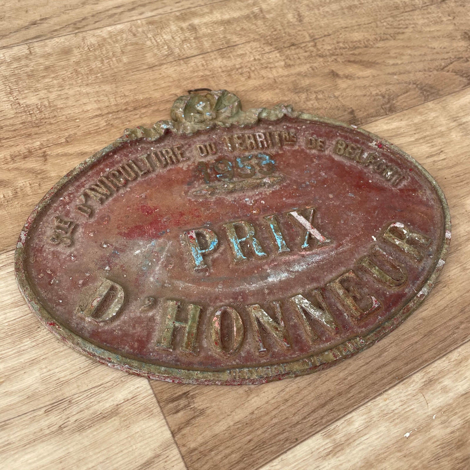 FRENCH VINTAGE AGRICULTURE PLAQUE TROPHY AWARD ANIMALS PRIZE SIGN 1103257 Fleamarketfrance