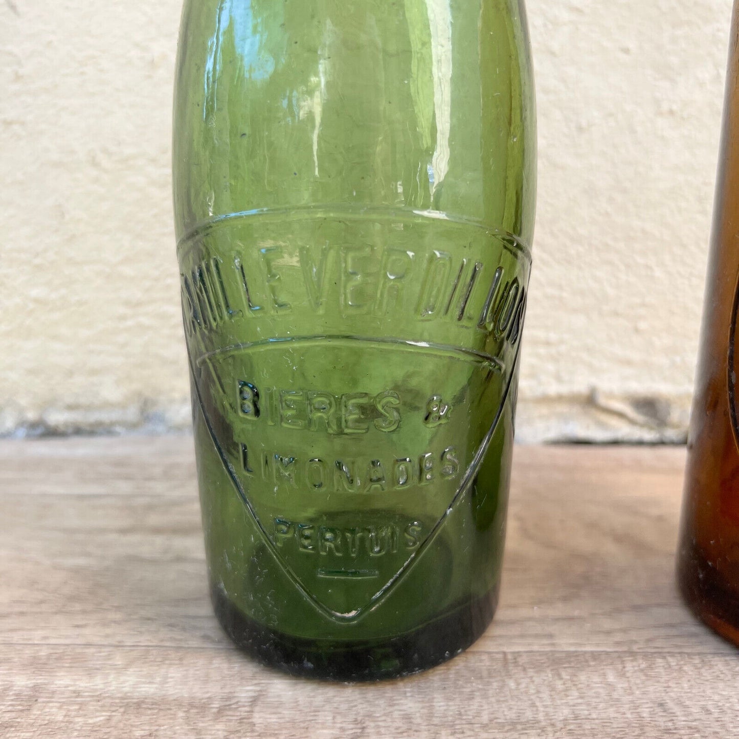 Old French Glass wine water pastis bottle circa 1950 set of 2 07062215 - Fleamarketfrance