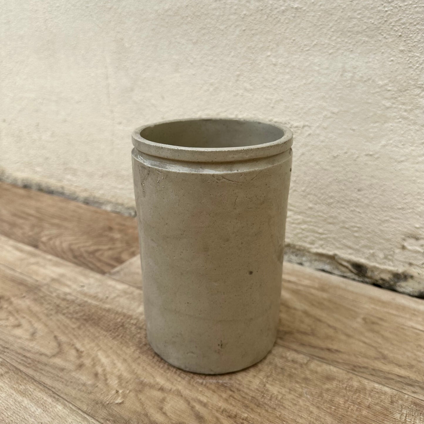 French Confit Pot Antique Stoneware Kitchen Jar 6.25" Sage Green 11052310 Unmarked