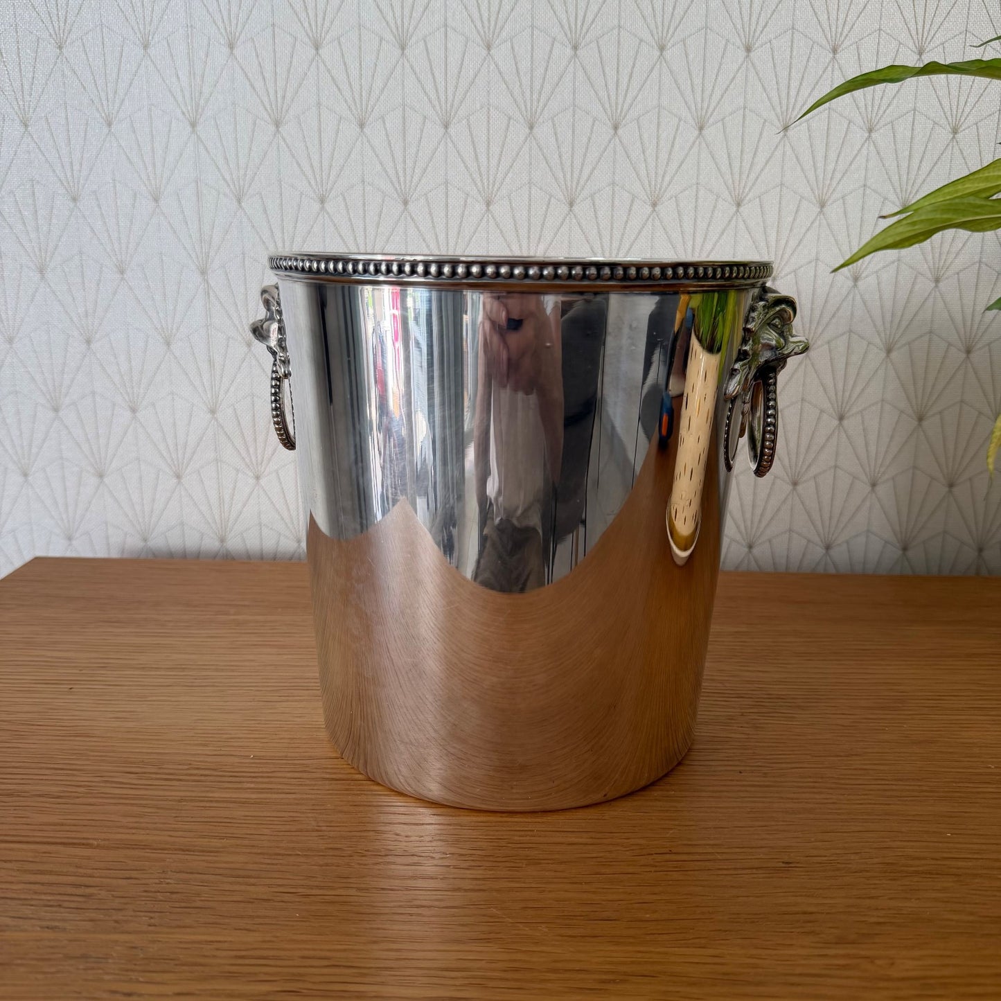 French Ercuis Silver Plate Champagne Bucket Lion Head Handles Vintage 27062620 Unbranded