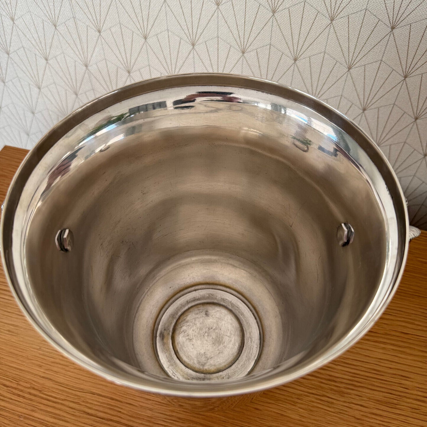 Vintage French Champagne Silverplate Ice Bucket Cooler RARE RAM HANDLES 1202251 - Fleamarketfrance