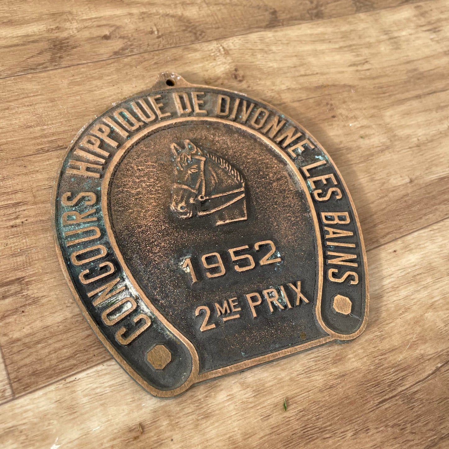 FRENCH VINTAGE AGRICULTURE PLAQUE TROPHY AWARD HORSES PRIZE SIGN 1952 11032521 Fleamarketfrance