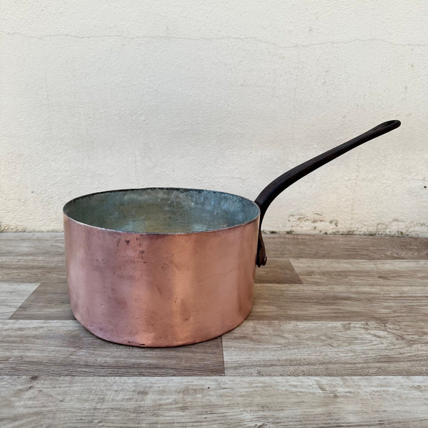 OLD copper pan French tin lining 11" 2.5mm thick 4.8kg 0703234 - Fleamarketfrance