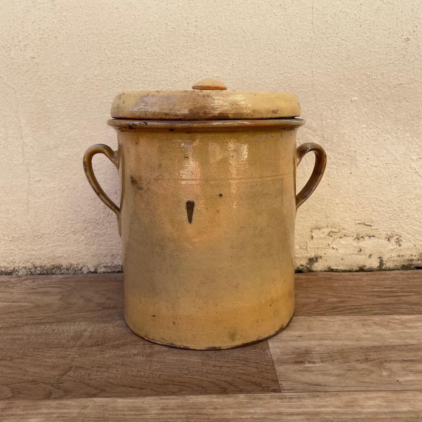 Antique French Italian 19th Century Sardine Jar Pot 9" High 1302231 - Fleamarketfrance