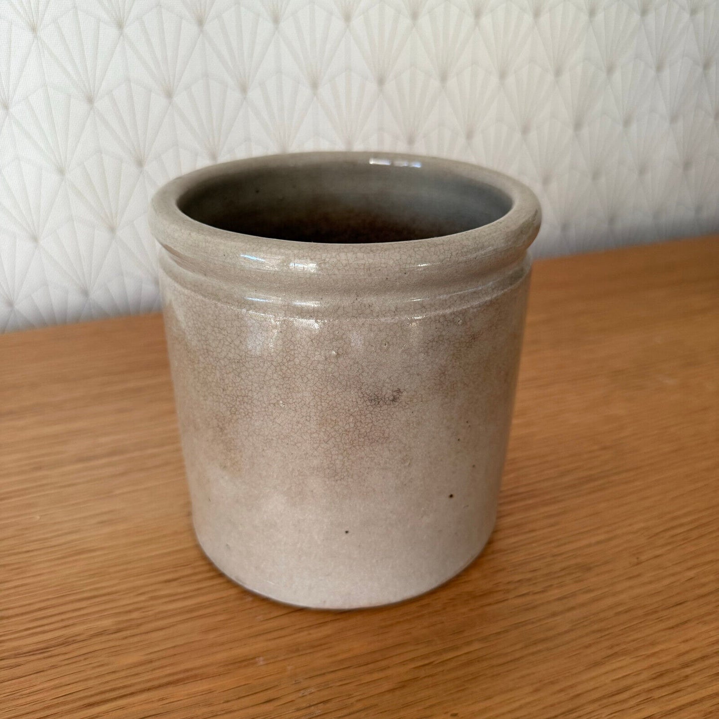 HANDMADE GLAZED GREY ANTIQUE FRENCH CONFIT POT STONEWARE CONFIT GREASE 09112411 - Fleamarketfrance