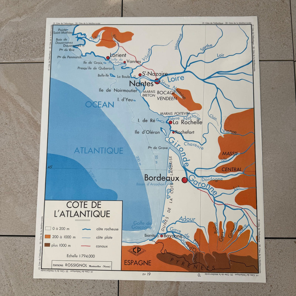 Vintage French Educational Map Poster Geography School 75x90cm 20082632 Fleamarketfrance