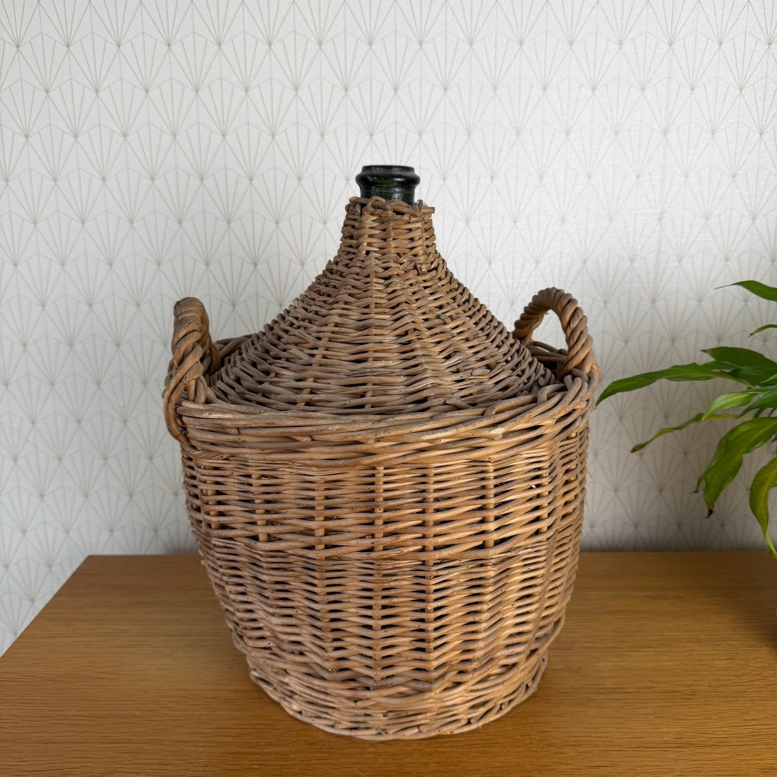 French Dame Jeanne Vintage Demijohn Green Glass Wicker Basket Bottle 2910251 Fleamarketfrance : French vintage and antique decor