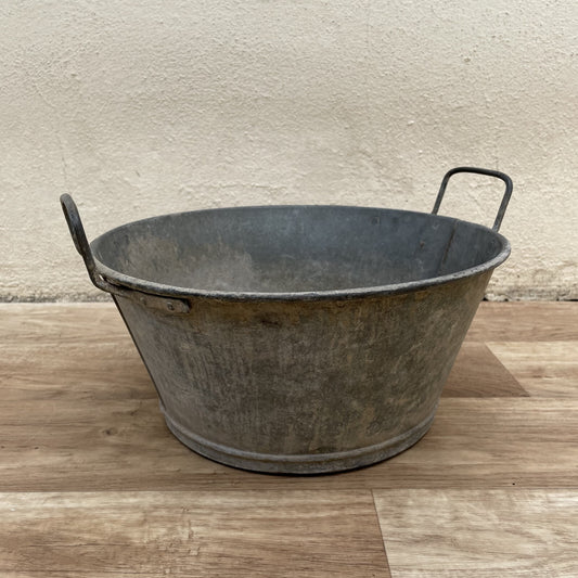 Vintage French Galvanized Zinc Wash Bucket Basin Potted Plant 18032511 Fleamarketfrance
