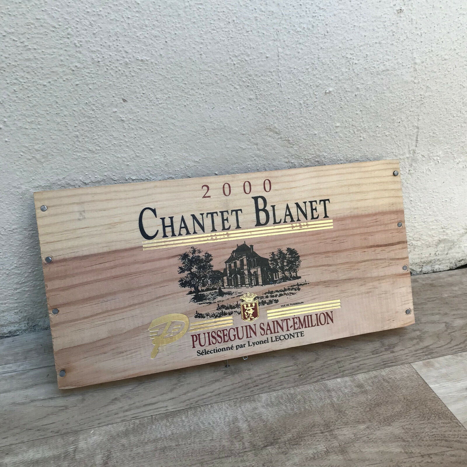 Wine Wood Crate Box Panel Vintage French wall sign CHANTET 08032213 - Fleamarketfrance