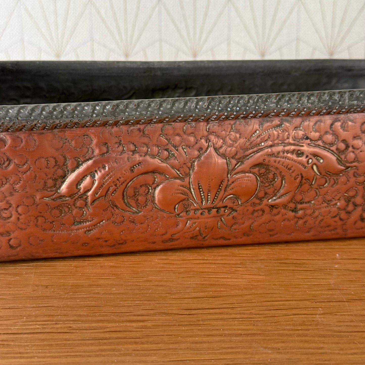 French Copper Fish Kettle Poacher Victorian Embossed Fleur de Lys 19042514 Fleamarketfrance