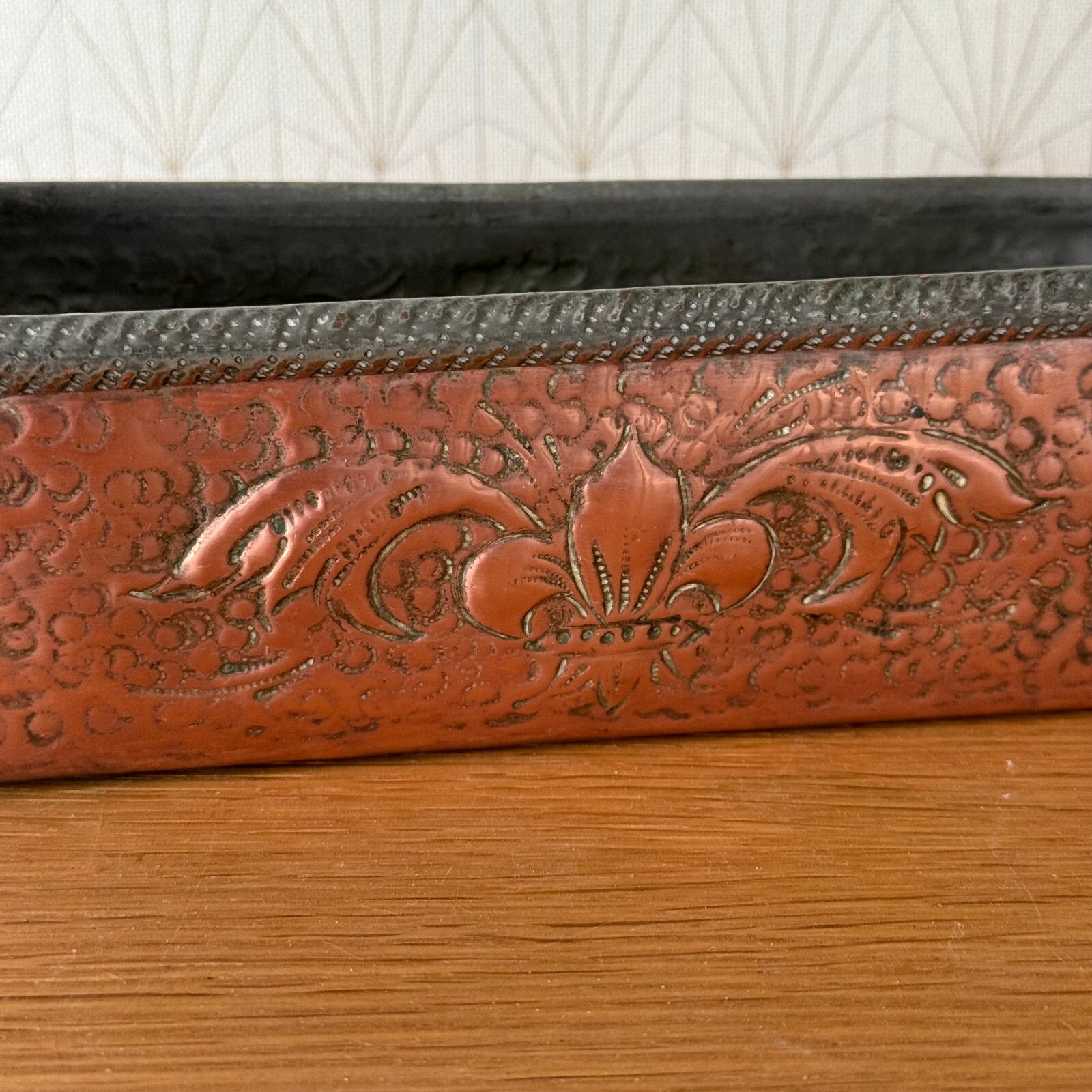 French Copper Fish Kettle Poacher Victorian Embossed Fleur de Lys 19042514 Fleamarketfrance