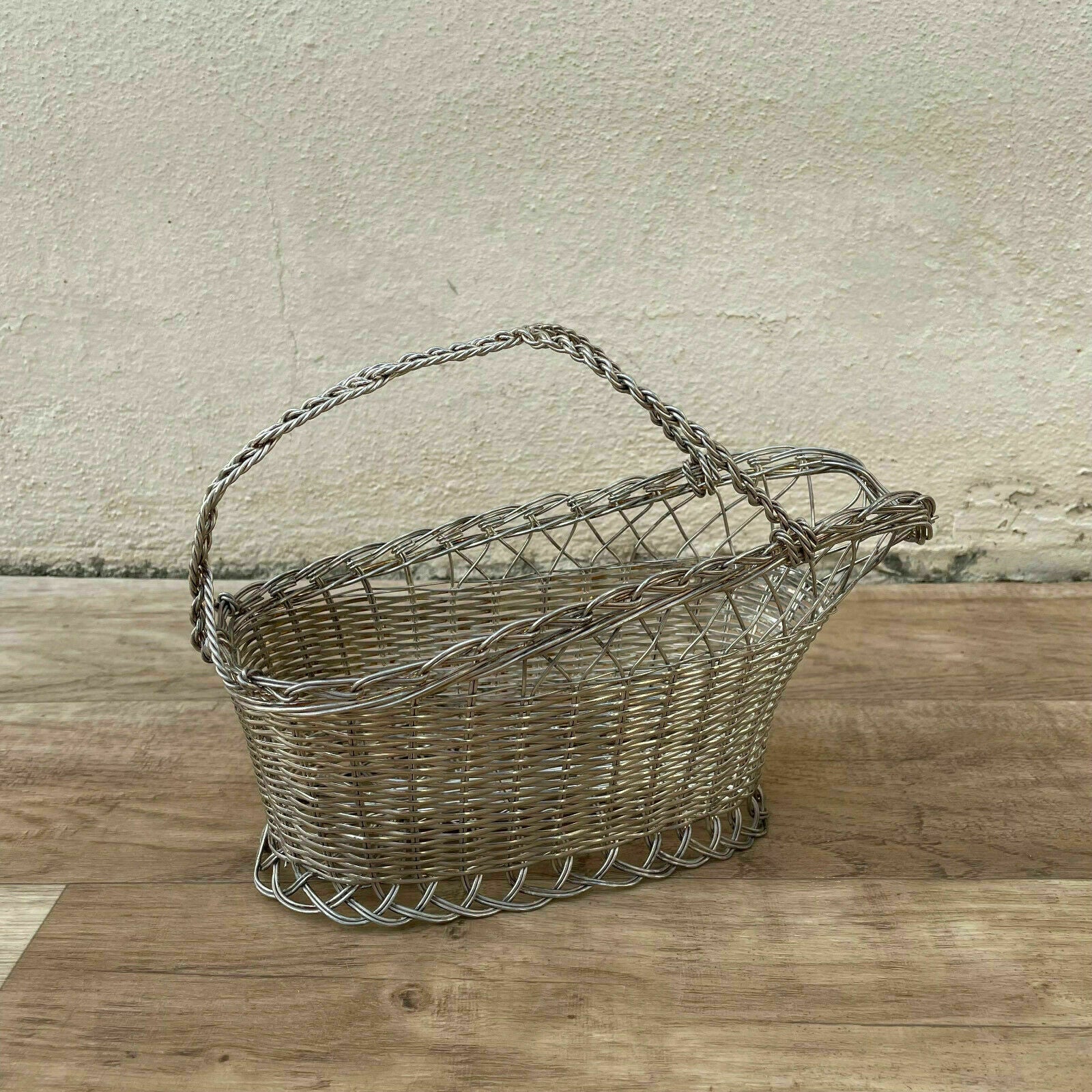 French Silver Wine Basket Bottle Holder Serving Display Vintage 2110213 Handmade