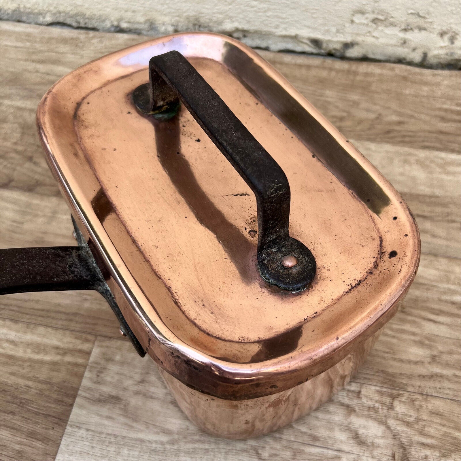 Davetailed  French France daubiere rosting pot Vtg Copper Cookware 27052215 - Fleamarketfrance