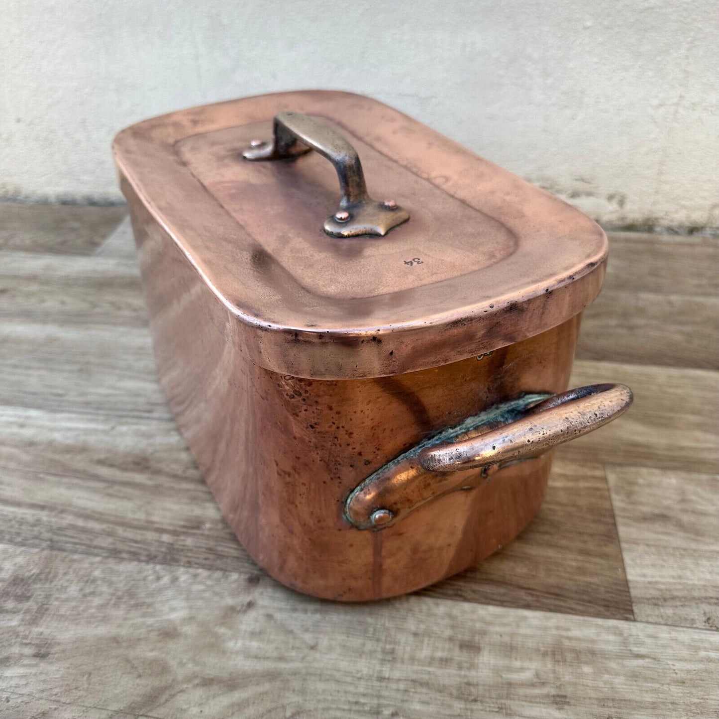 Dovetailed  French France daubiere rosting pot Vtg Copper Cookware 0404233 - Fleamarketfrance