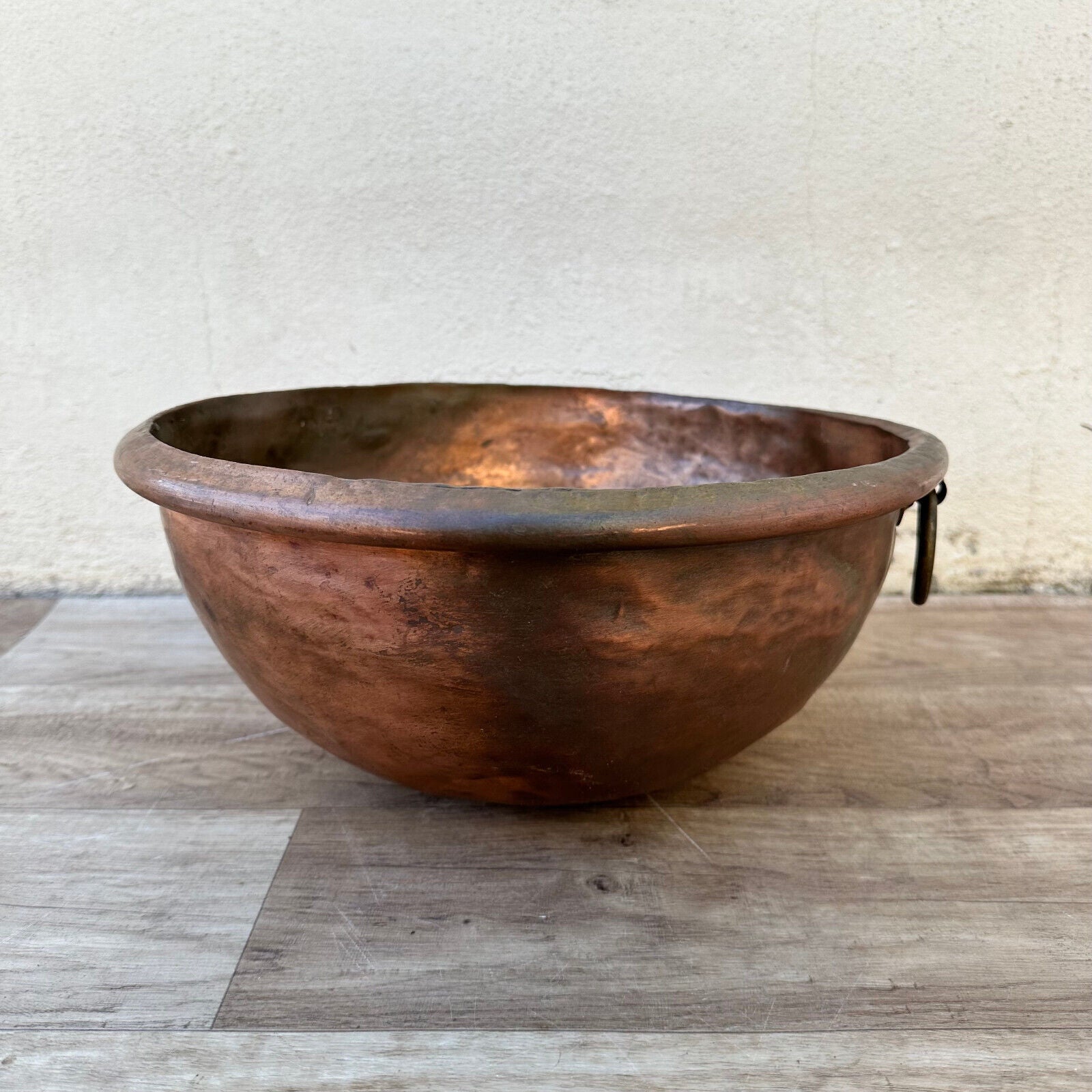 Antique Copper French Mixing Dehillerin Bowl Cul de Poule Rolled Edges 0404236 - Fleamarketfrance