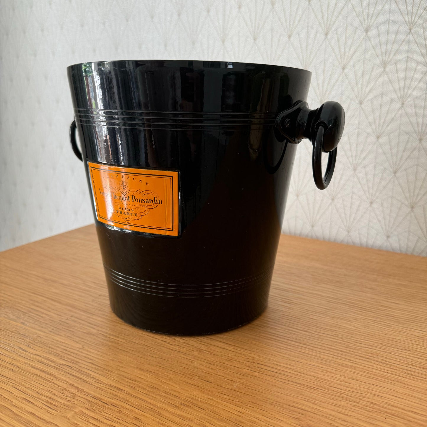 Vintage Veuve Clicquot Champagne Ice Bucket Black French Cooler 0208243 Veuve Clicquot