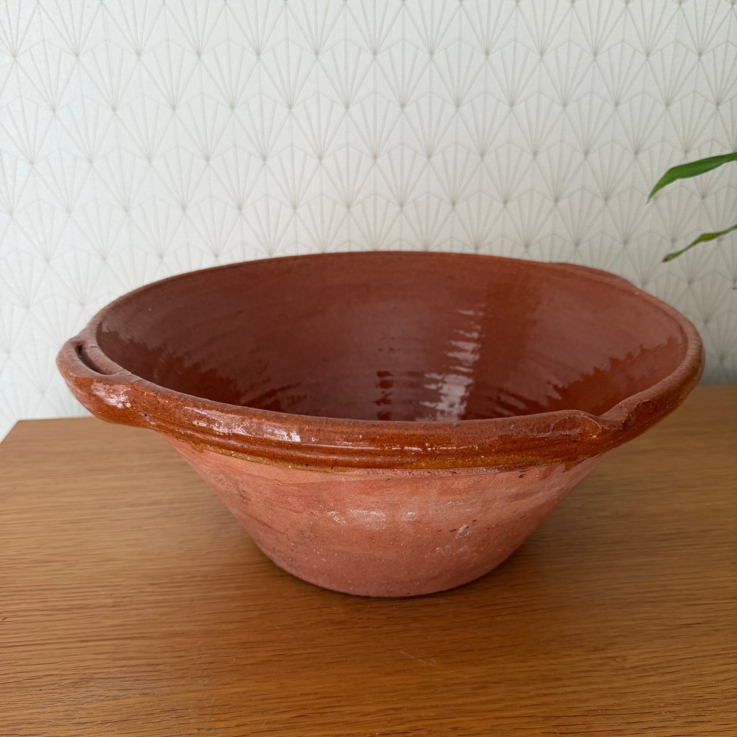 Vintage French Terracotta Bowl Glazed Mixing Salad Tian 14.75" 0312254 Fleamarketfrance : French vintage and antique decor