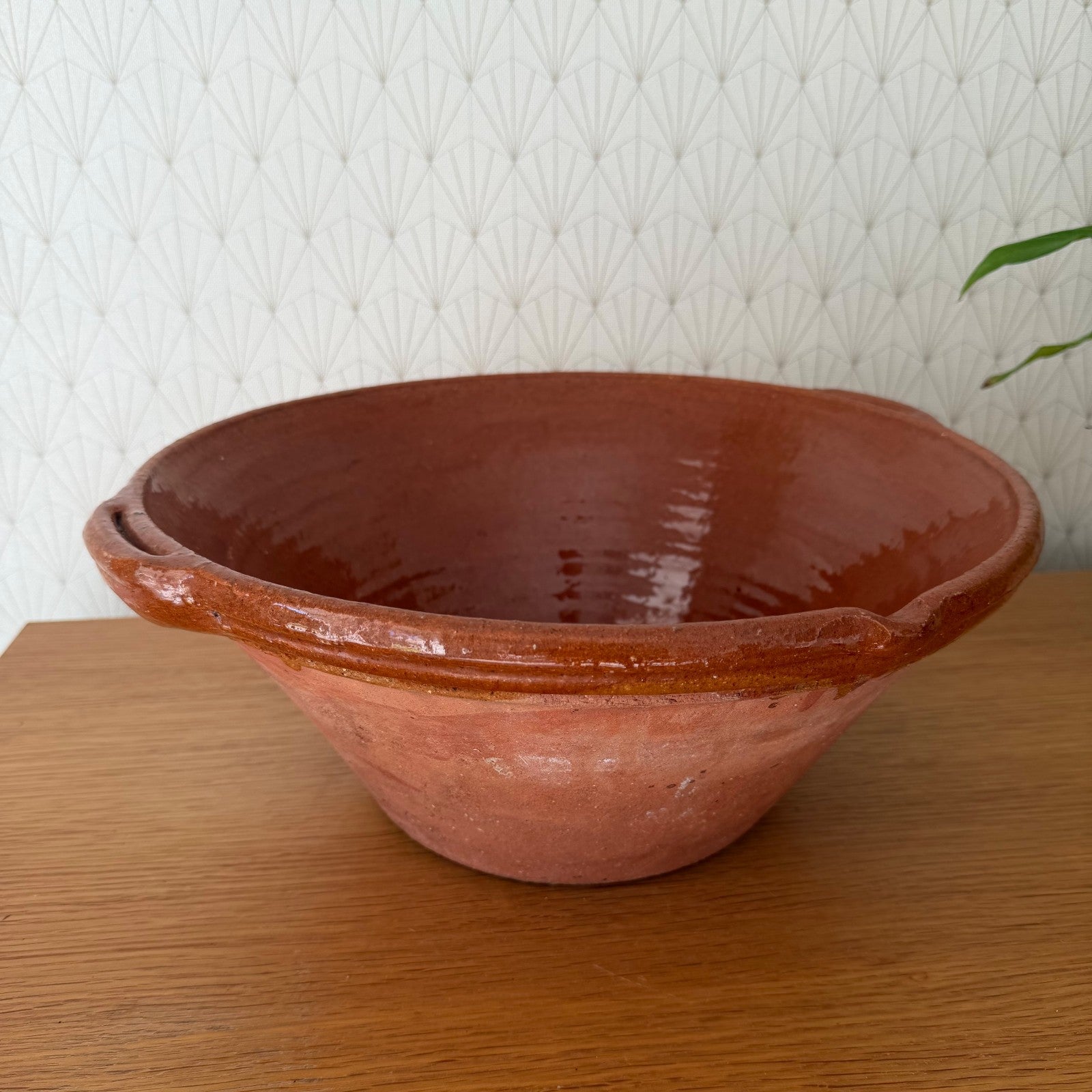 Vintage French Terracotta Bowl Glazed Mixing Salad Tian 14.75" 0312254 Fleamarketfrance : French vintage and antique decor