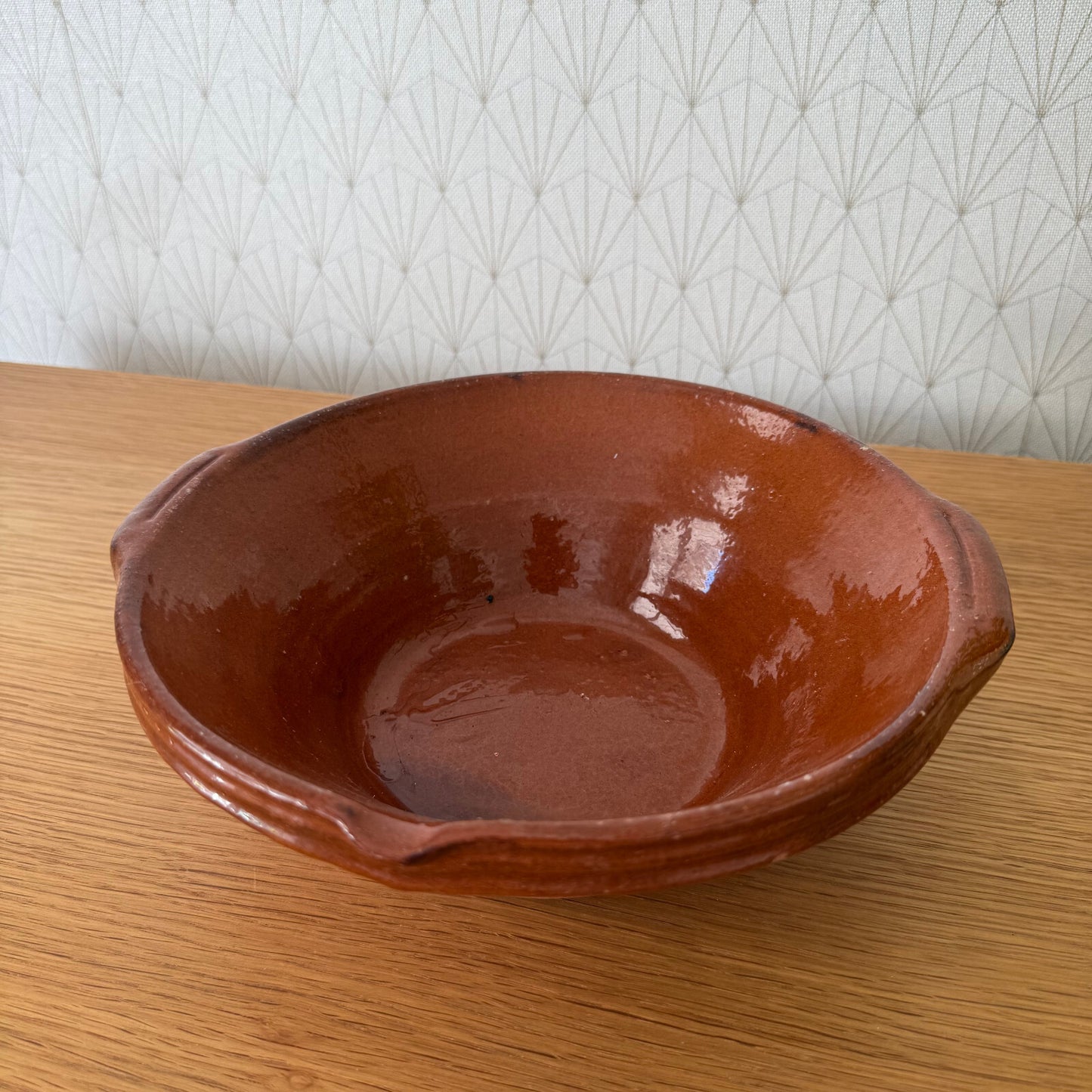VINTAGE FRENCH GLAZED TERRACOTTA SALAD MIXING BOWL TERRINE TIAN  04062512
