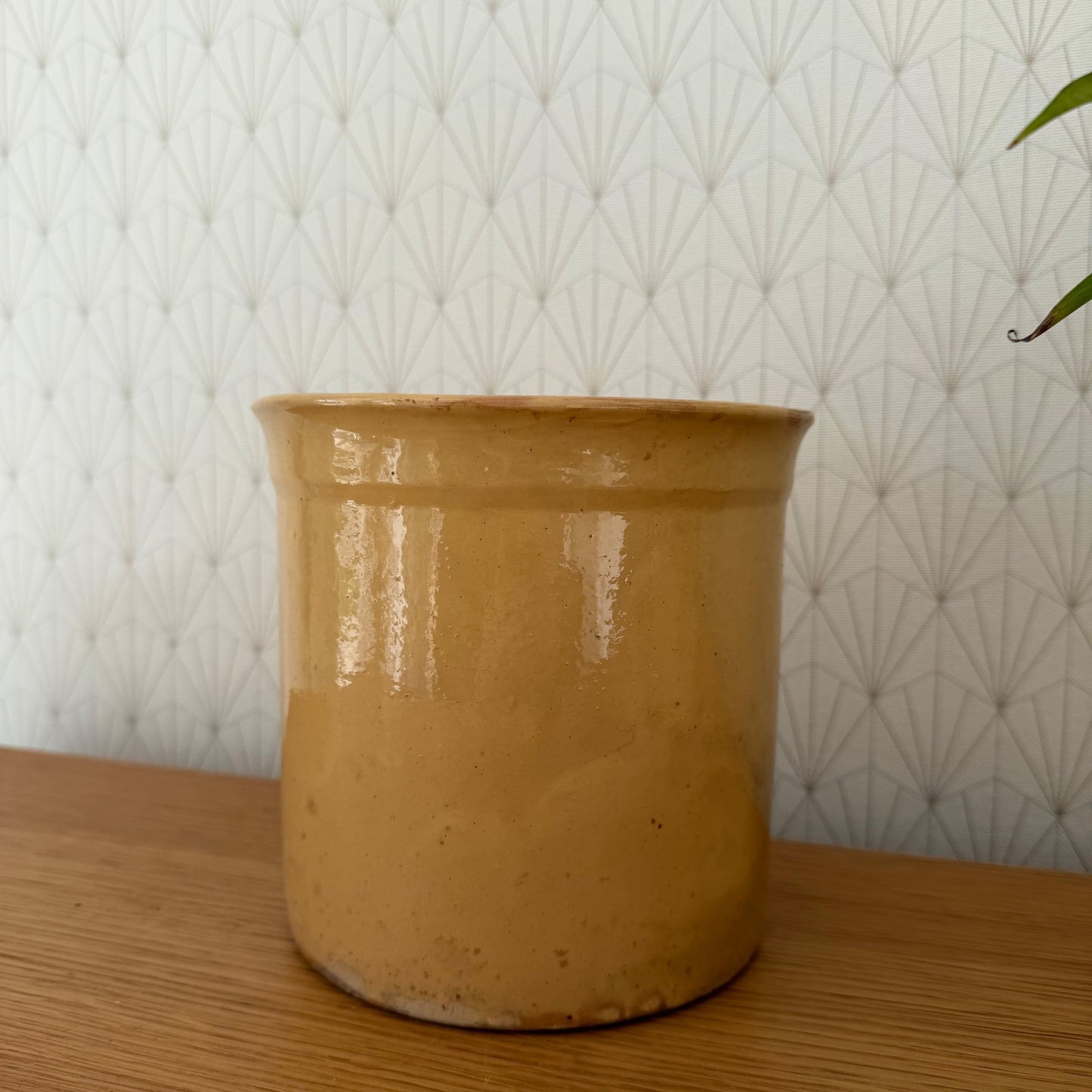 French Yellow Stoneware Kitchen Jam Pot Crock Antique Vintage 0202261 Unmarked