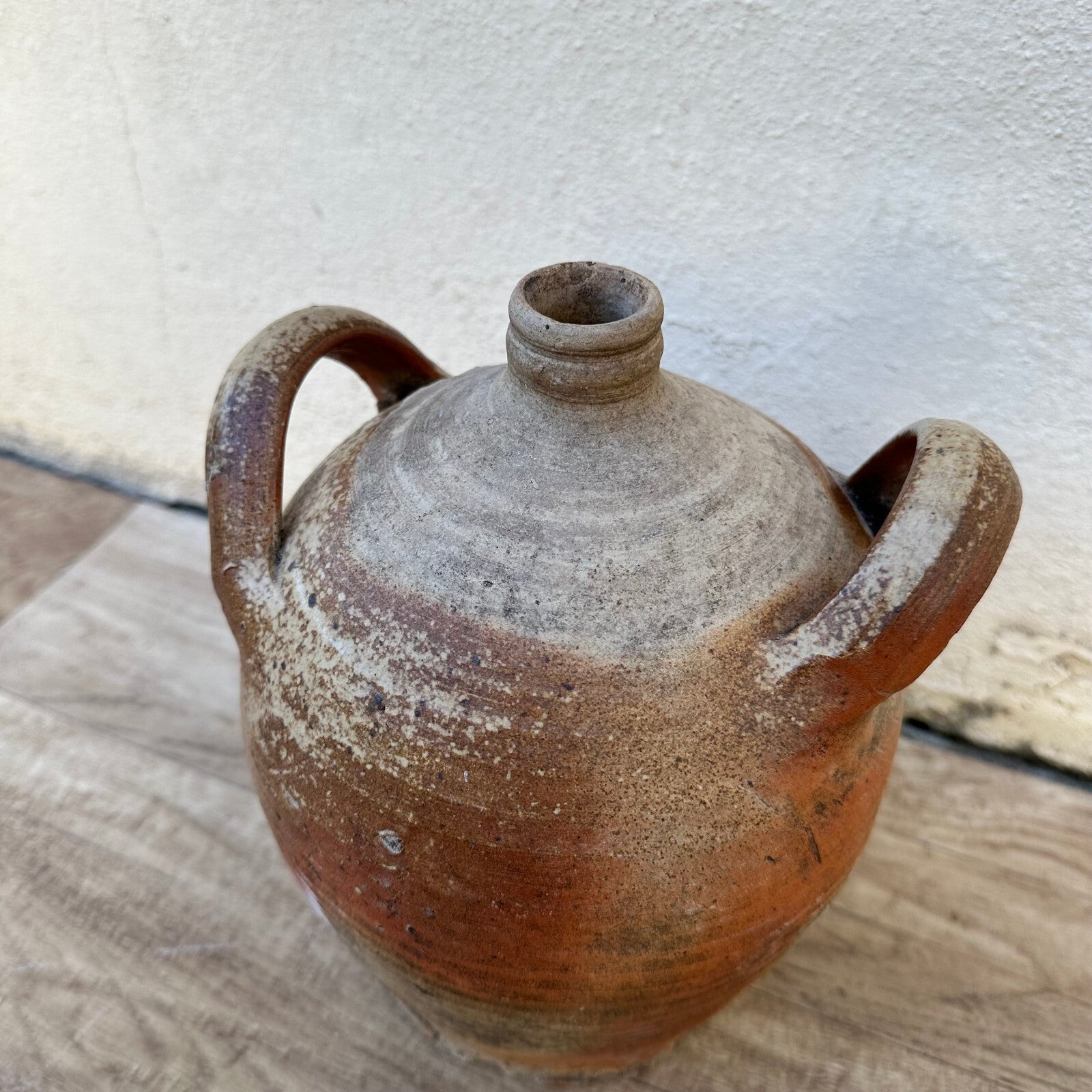 French Wood Fired Pottery Stoneware Amphora Two Handle Vase Jug 3011238 Unmarked