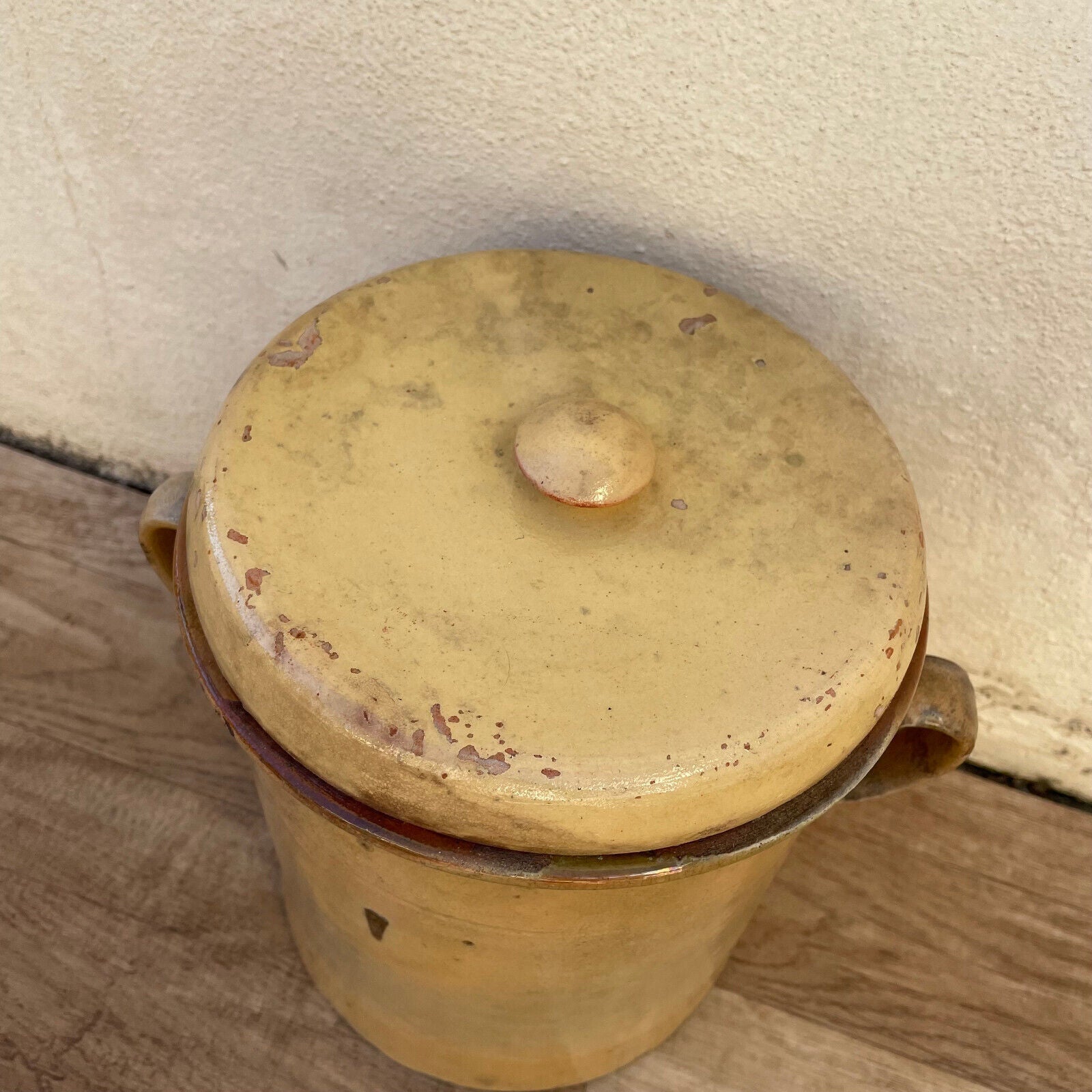 Antique French Italian 19th Century Sardine Jar Pot 9" High 1302231 - Fleamarketfrance