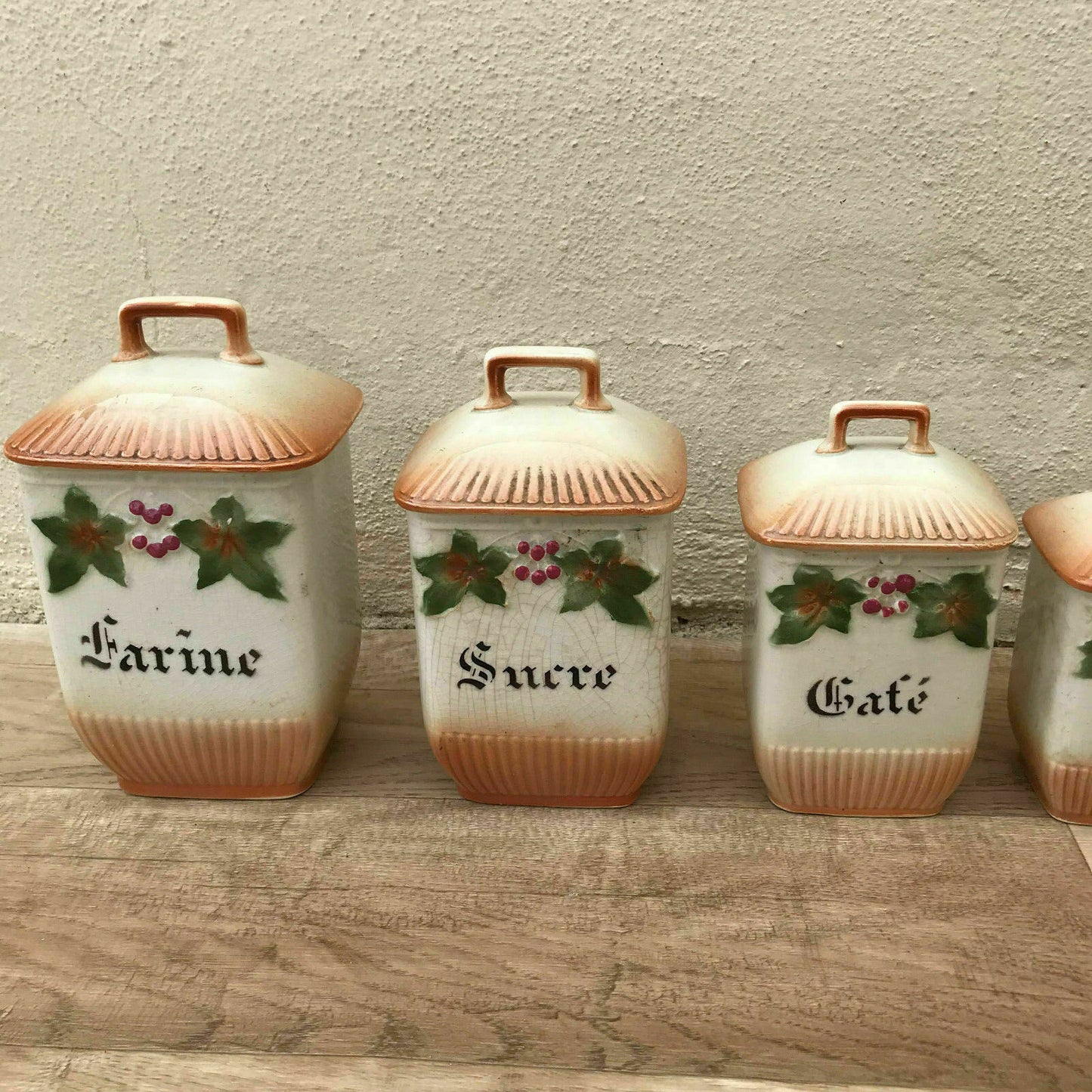 French Kitchen Canisters Ceramic Storage Set Vintage 1900s 09041810 Fleamarketfrance