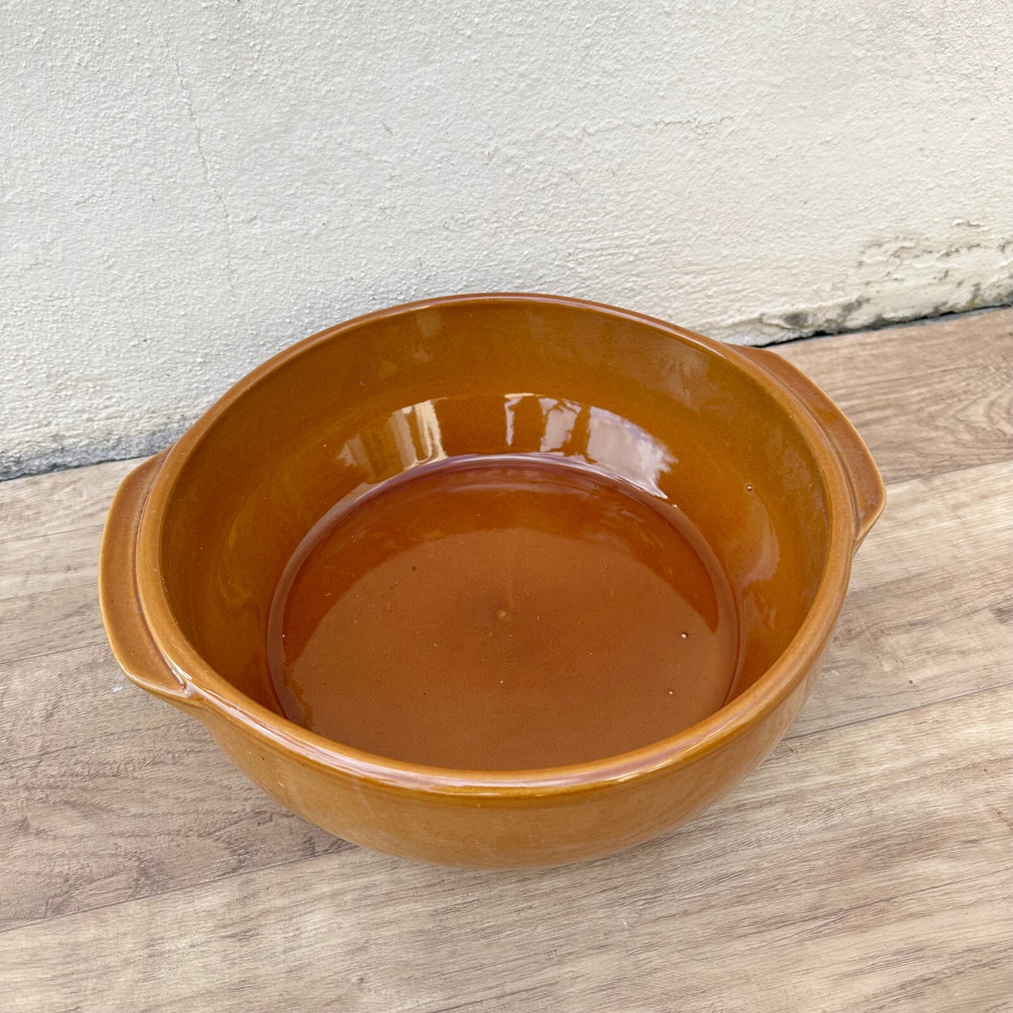 Vintage French Digoin Stoneware Mixing Bowl Terrine 11.75" Amber 12092430 Digoin