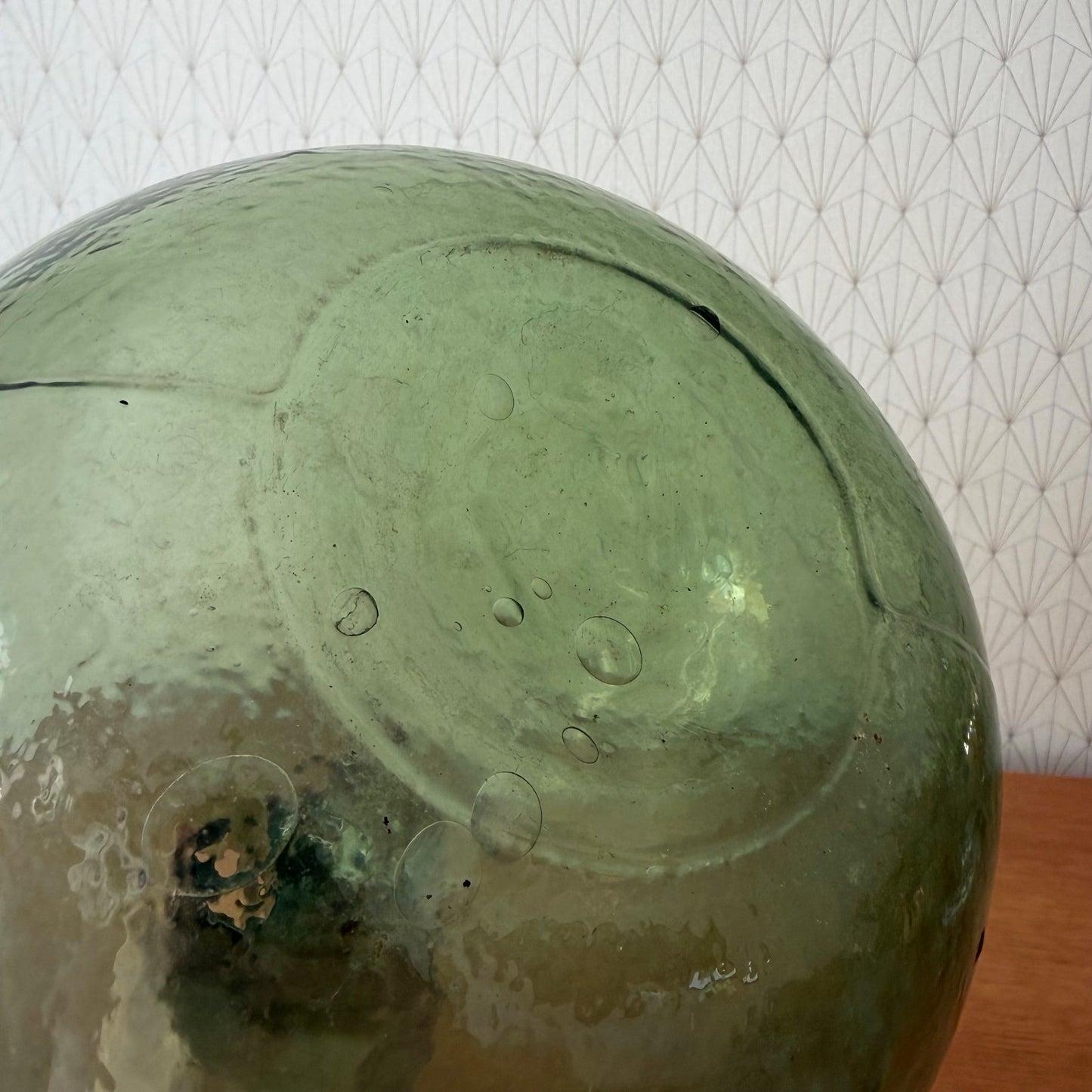 Antique French Dame Jeanne demijohn glass base with pontil mark detail