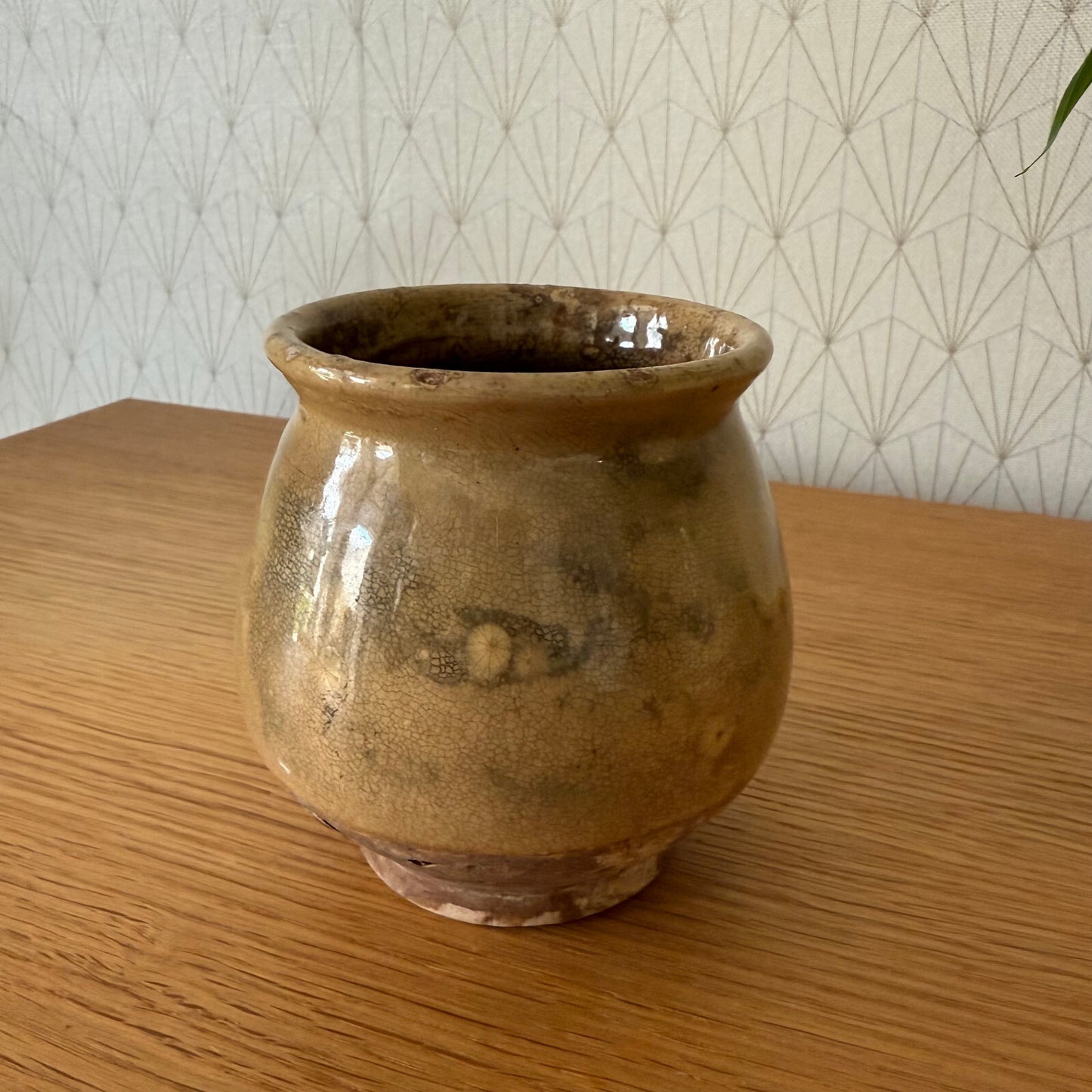 HANDMADE GLAZED BROWN YELLOW ANTIQUE FRENCH HONEY POT 2904258