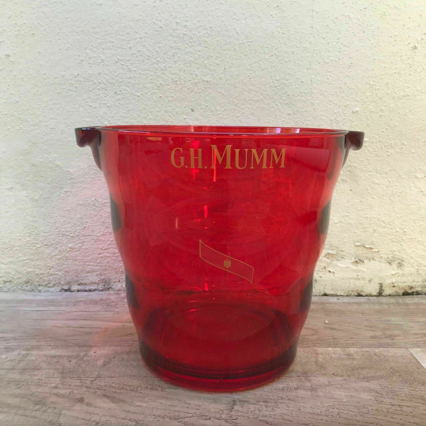 Vintage Mumm Champagne Ice Bucket Red Glass French Cooler 2108221 G.H.MUMM