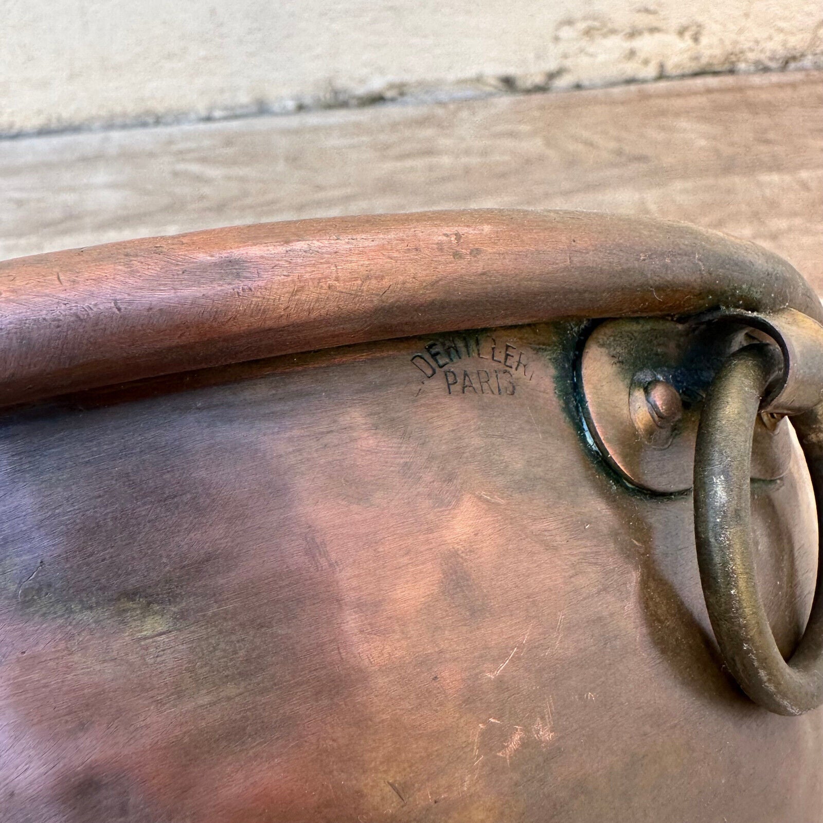 Antique Copper French Mixing Dehillerin Bowl Cul de Poule Rolled Edges 0404236 - Fleamarketfrance