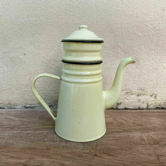 Vintage French Enamelware enameled yellow Enamel Coffee Pot 2808210 - Fleamarketfrance