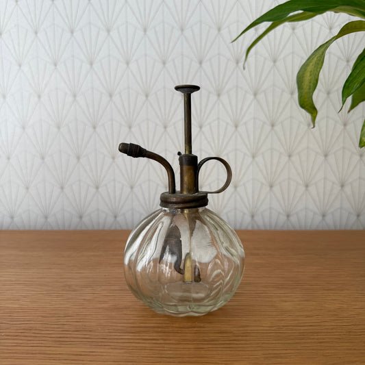 French Vaporiser Glass Ribbed Brass Top Vintage Plants 1907253