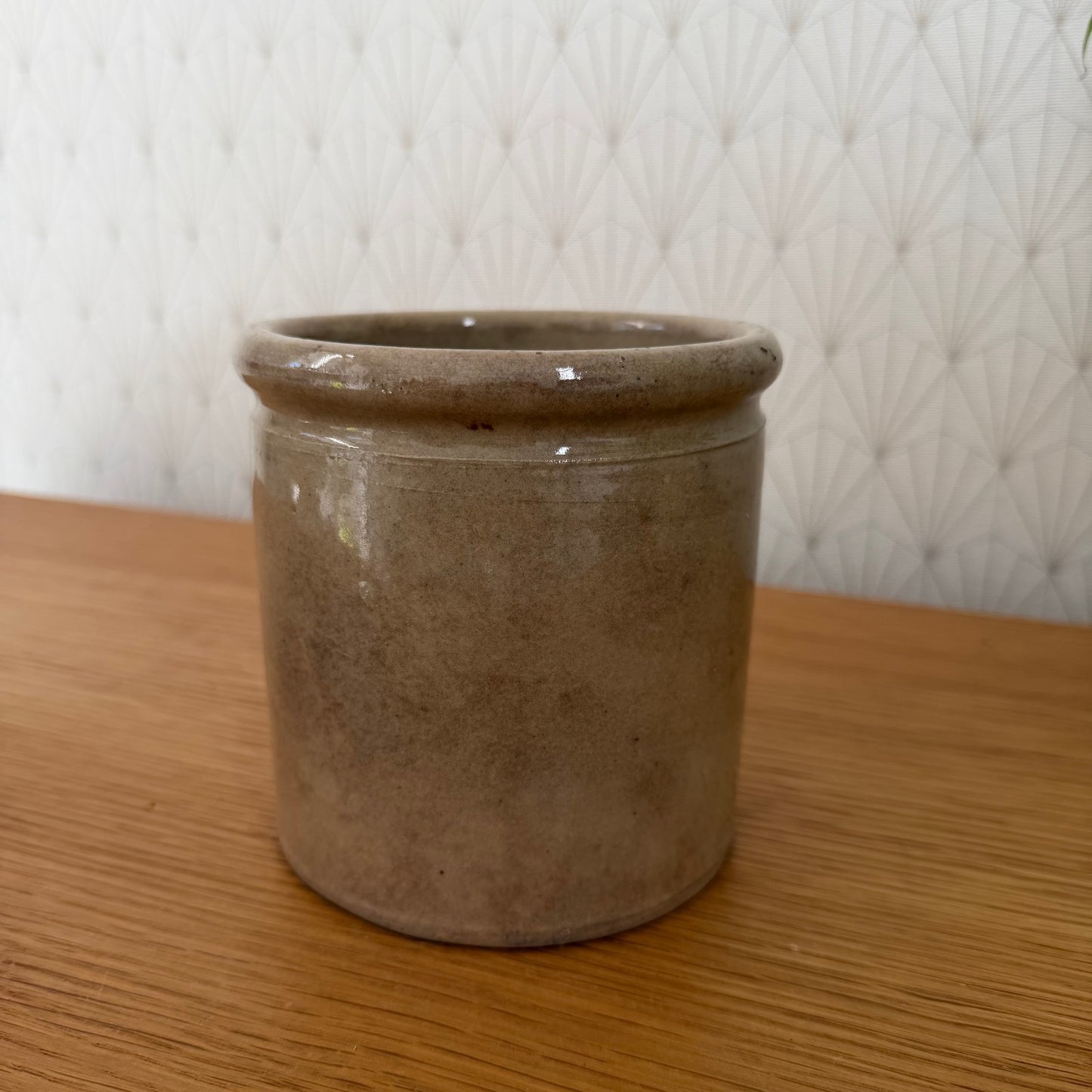 HANDMADE GLAZED BROWN ANTIQUE FRENCH CONFIT JAM POT STONEWARE 111255