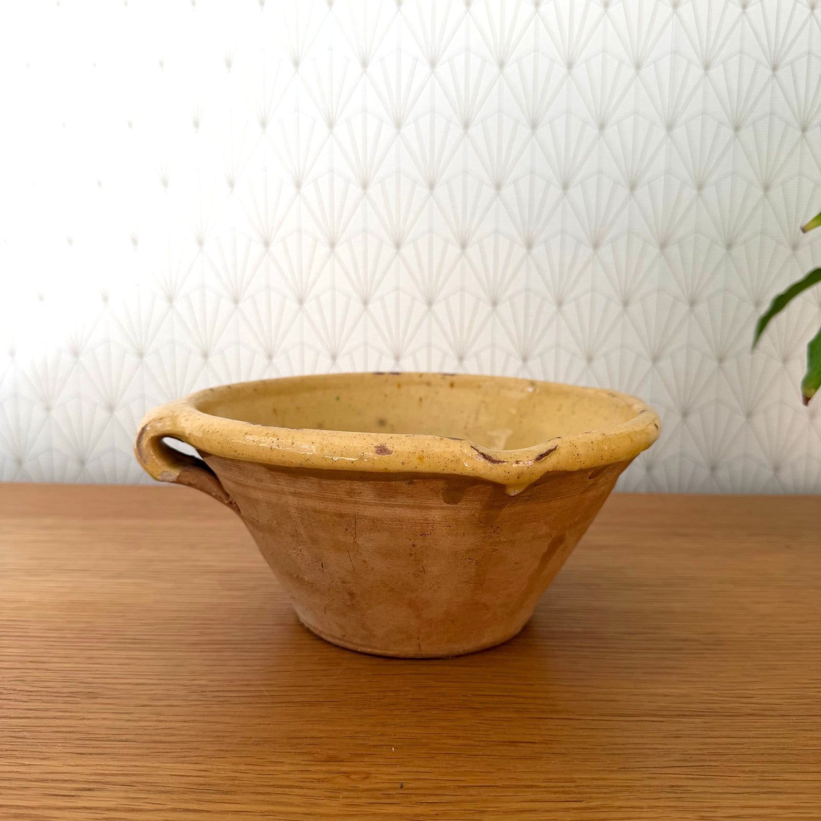 Vintage French Pottery Tian Bowl Yellow Terracotta Mixing 8.5" 2210254 Fleamarketfrance : French vintage and antique decor