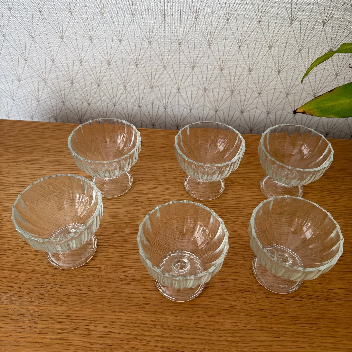 Vintage Italian Glass Dessert Bowls Set of 6 Footed Ice Cream Cups 2908251 glass
