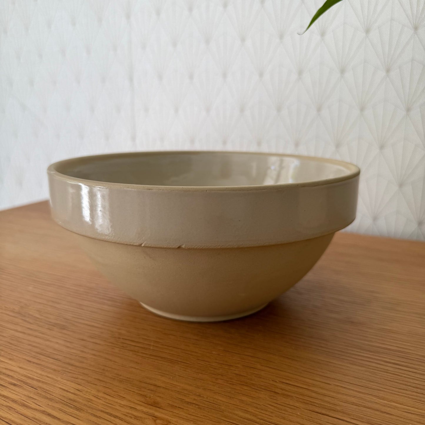 VINTAGE FRENCH STONEWARE SALAD MIXING BOWL TERRINE DIGOIN 8 1/4" 0409254