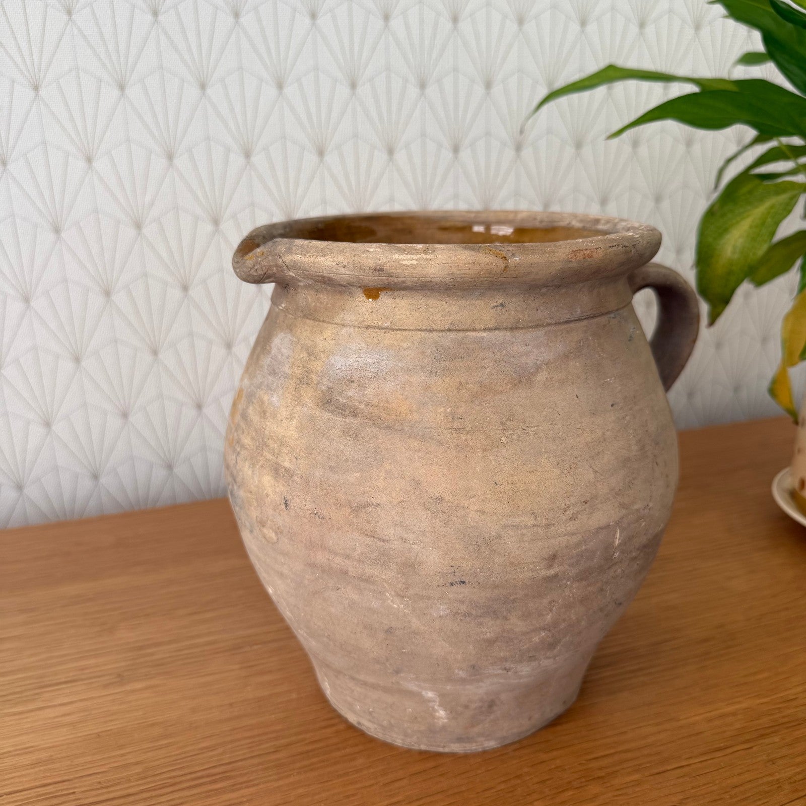 French stoneware jug antique earthenware pitcher handmade pottery 23072513 Unmarked
